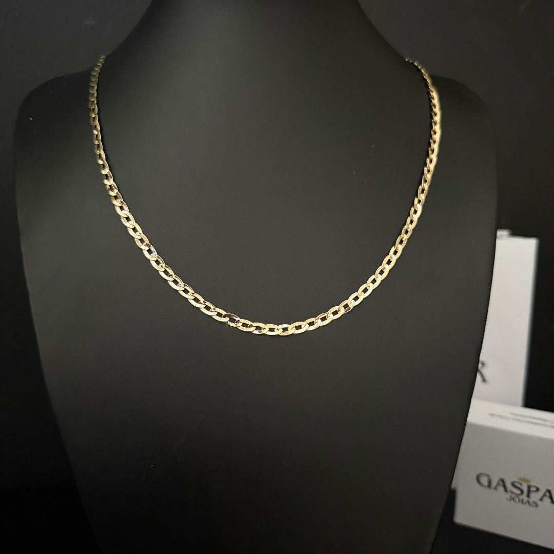 Corrente Chapeada Laminada 3mm - Moeda Antiga Italiana Envernizada + Banho de 10 Millessimos Ouro 18K