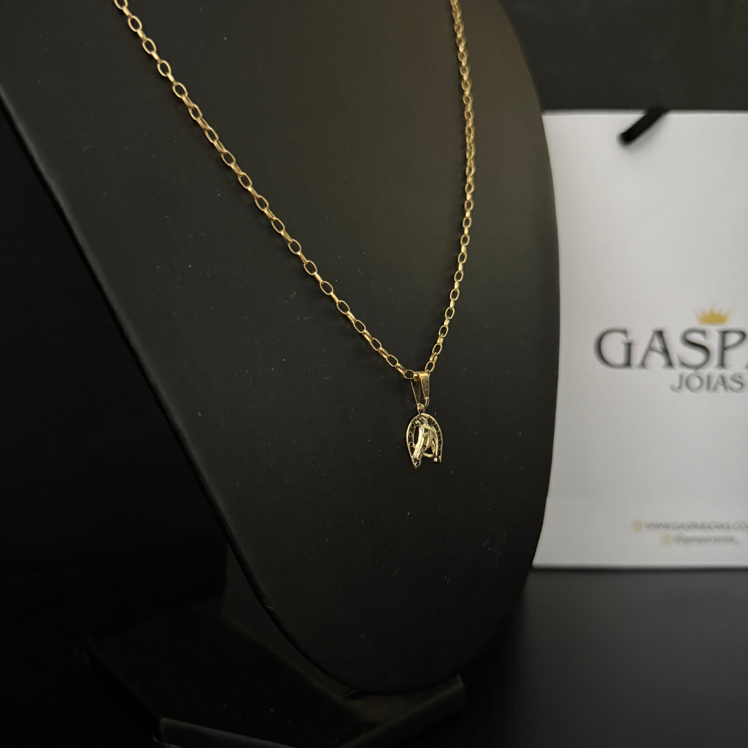 Corrente Tijolinho Redonda 2mm + Pingente da sua Escolha (Banhado a Ouro 18k)