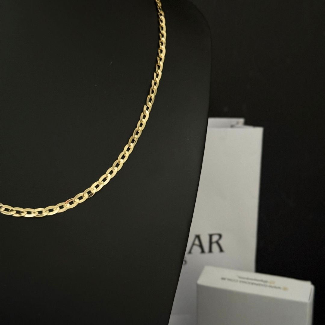 Corrente Chapeada Laminada 3mm - Moeda Antiga Italiana Envernizada + Banho de 10 Millessimos Ouro 18K