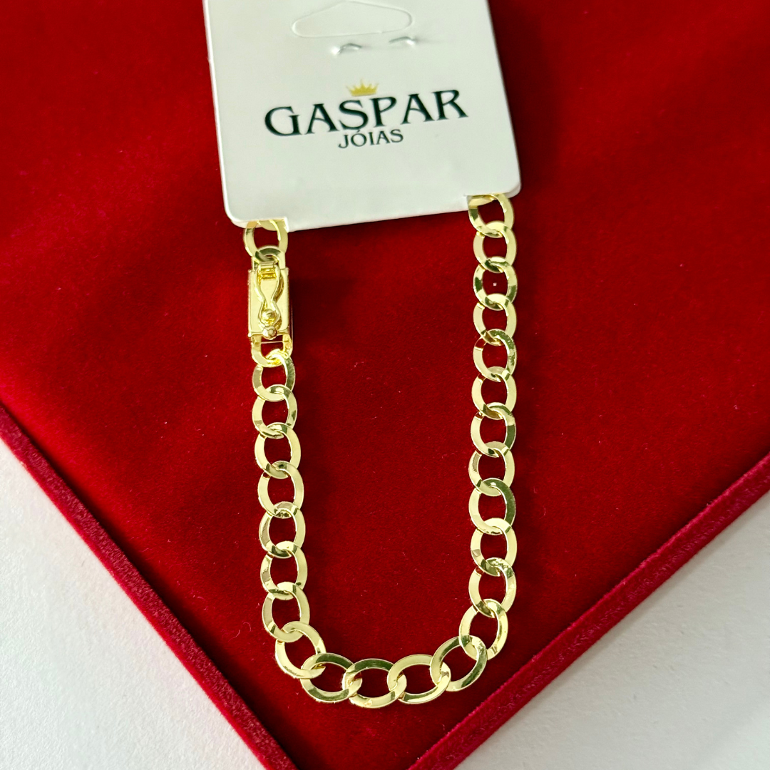Pulseira Elo Laminada Elo Redondo 5mm 100% Moeda Antiga Premmium Identico Ouro 18k