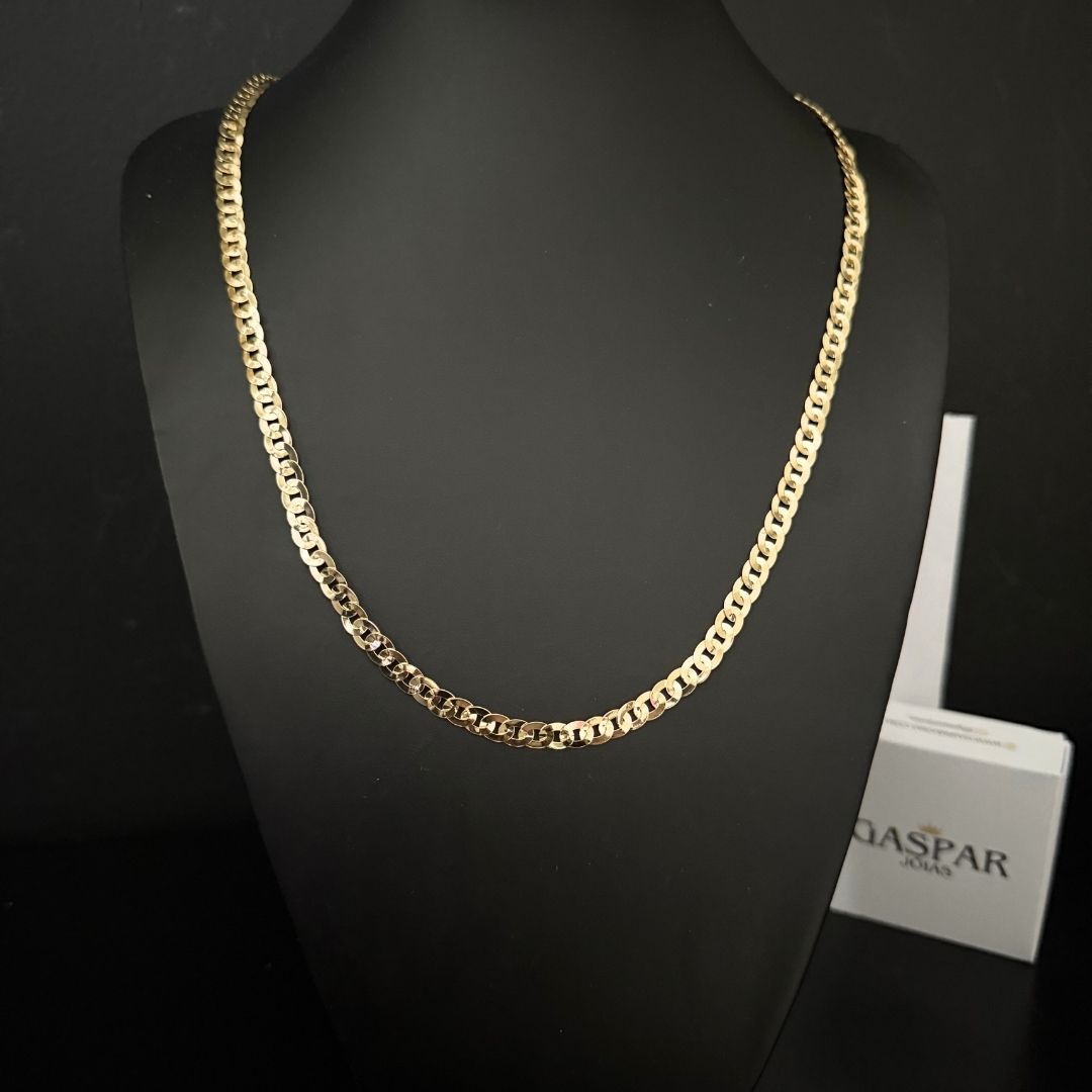 Corrente Escama de Peixe Redonda Laminada 5mm - Moeda Antiga Italiana Envernizada + Banho de 10 Millessimos Ouro 18K