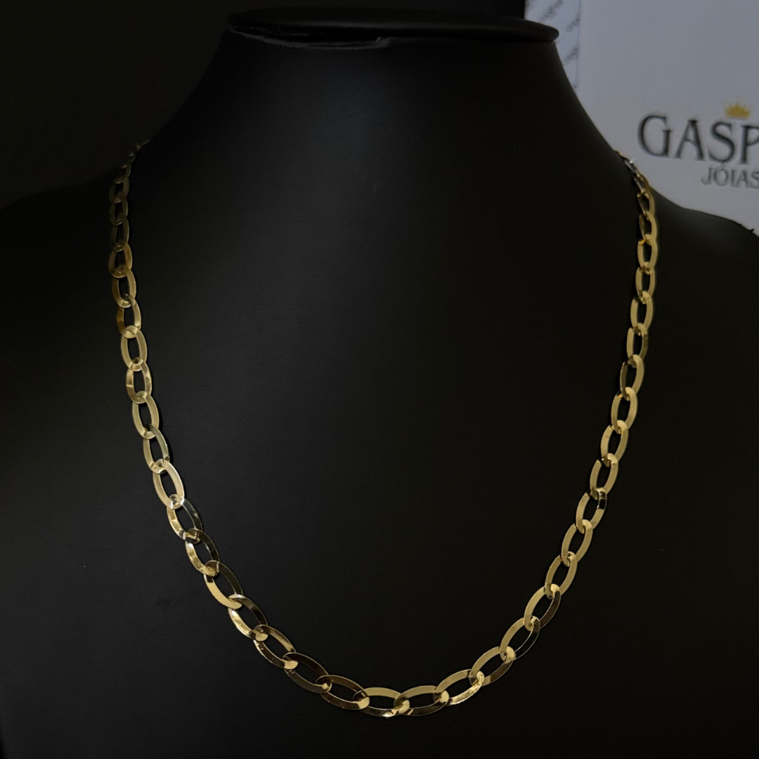 Corrente Chapeada Laminada 6mm - Moeda Antiga Italiana Envernizada + Banho de 10 Millessimos Ouro