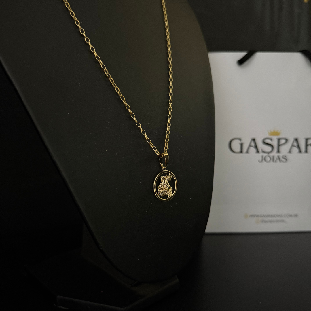 Corrente Tijolinho Redonda 2mm + Pingente da sua Escolha (Banhado a Ouro 18k)