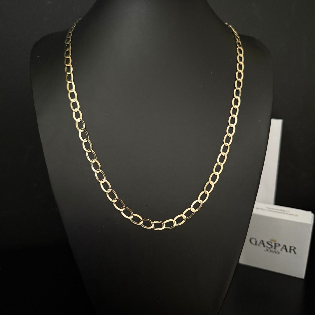 Corrente Oval Laminada 6mm - Moeda Antiga Italiana Envernizada + Banho de 10 Millessimos Ouro 18K