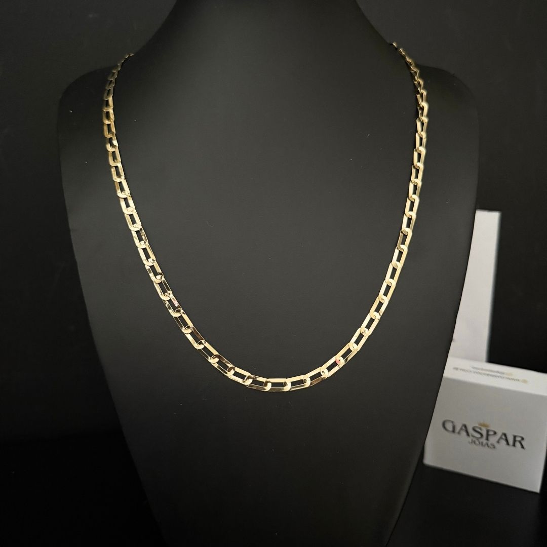 Corrente Long Laminada 2mm - Moeda Antiga Italiana Envernizada + Banho de 10 Millessimos Ouro 18K