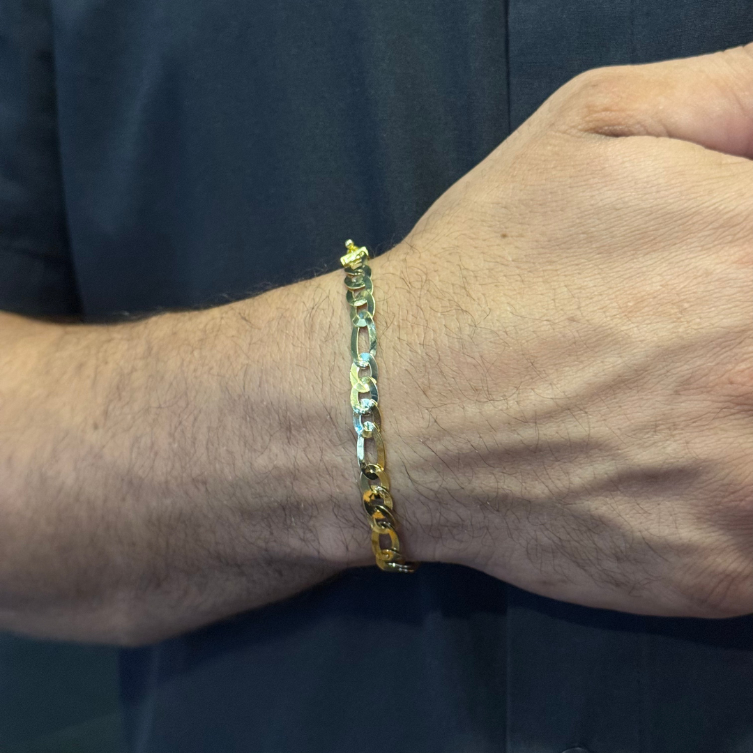 Kit Corrente e Pulseira 3x1 + Pingente Cavalo- Moeda Antiga Italiana + Verniz + Banho de 10 Millessimos Ouro