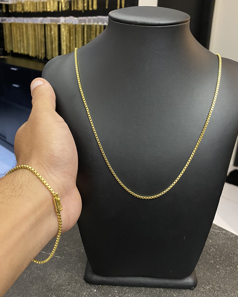 CORRENTE CUBINHO 2MM + PULSEIRA CUBINHO 2MM (MOEDA ANTIGA)