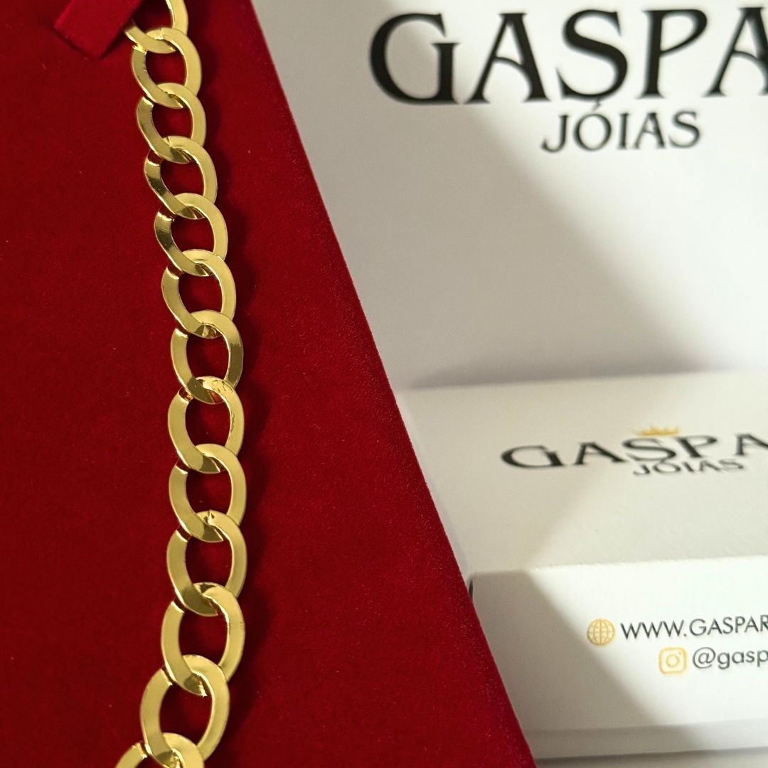 Corrente Elo Redondo Laminada 10mm - Moeda Antiga Italiana Envernizada + Banho de 10 Millessimos Ouro 18K