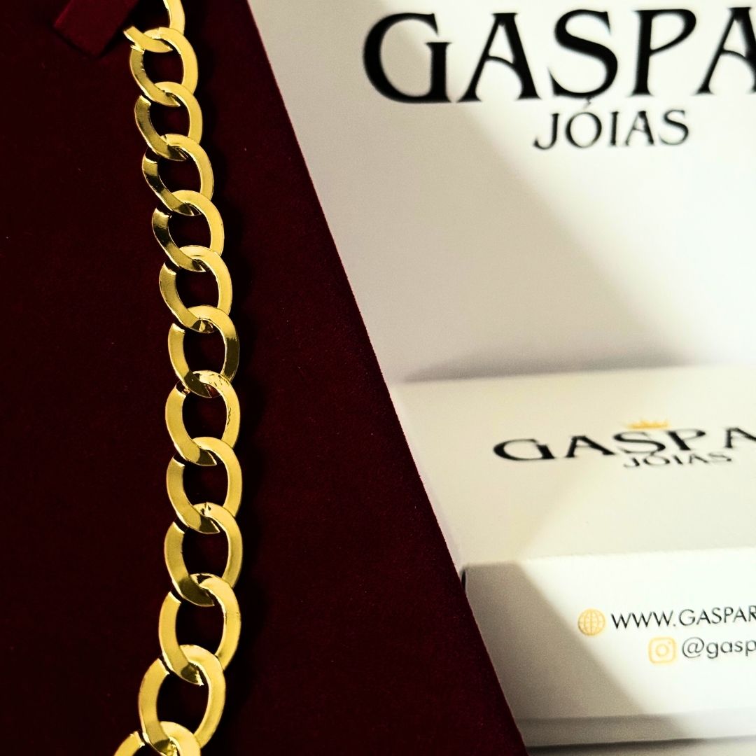 Corrente Elo Redondo Laminada 10mm - Moeda Antiga Italiana Envernizada + Banho de 10 Millessimos Ouro 18K