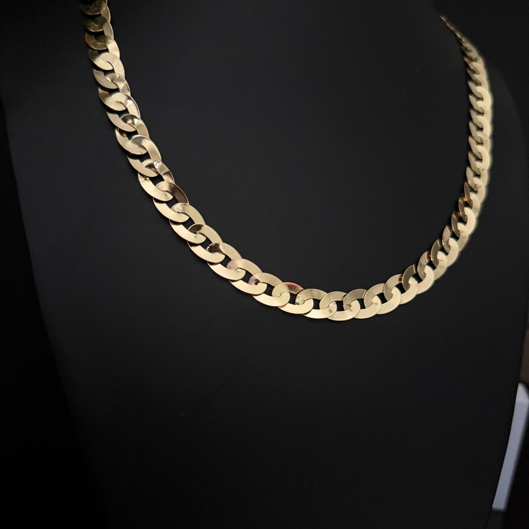 Corrente Escama de Peixe Laminada 10mm - Moeda Antiga Italiana Envernizada + Banho de 10 Millessimos Ouro 18K