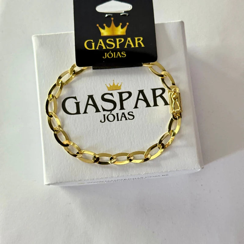 Kit Corrente e Pulseira Chapeada 6mm - BANHADO A OURO 18K - (PINGENTE CAVALO DE BRINDE)