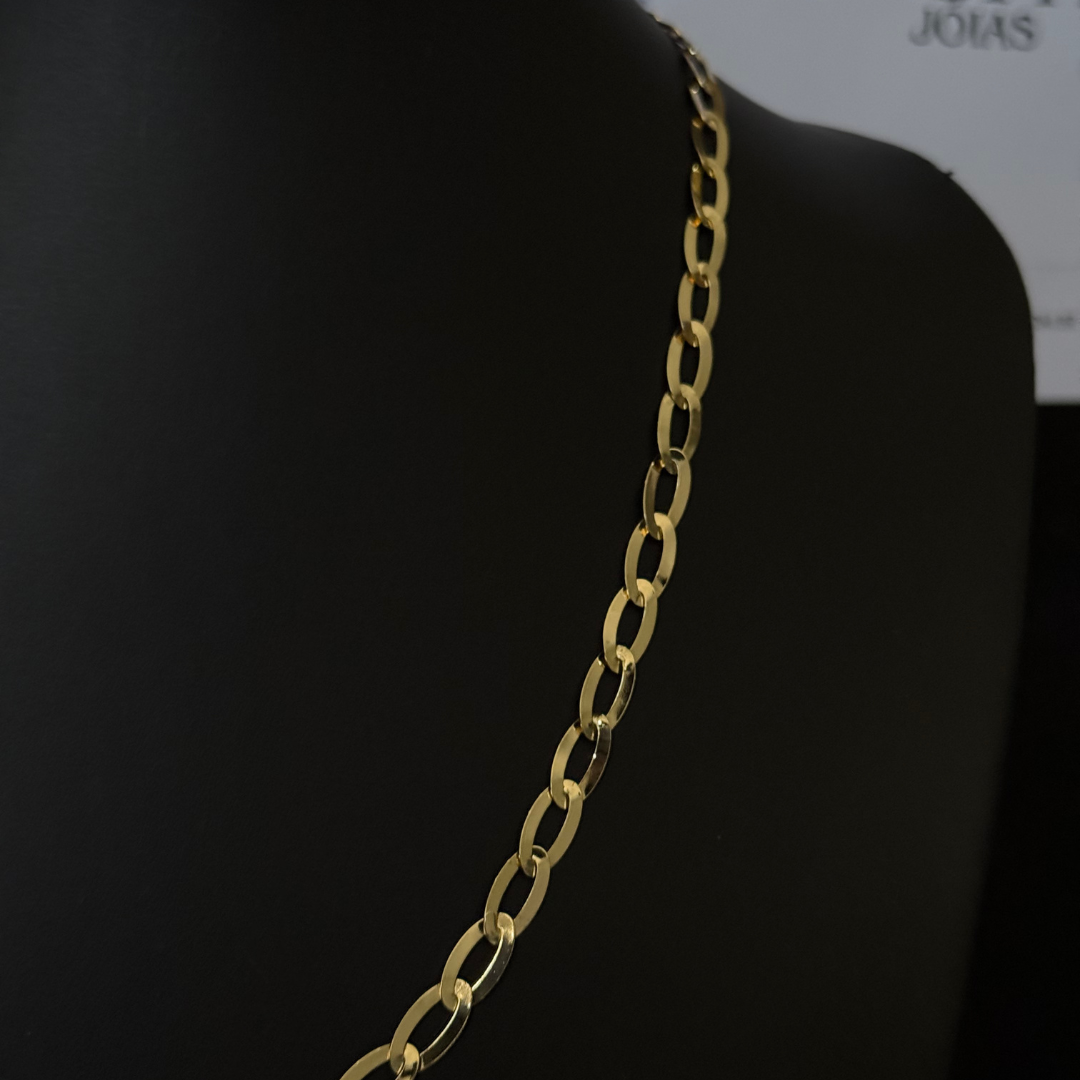 Corrente Chapeada Laminada 6mm - Moeda Antiga Italiana Envernizada + Banho de 10 Millessimos Ouro