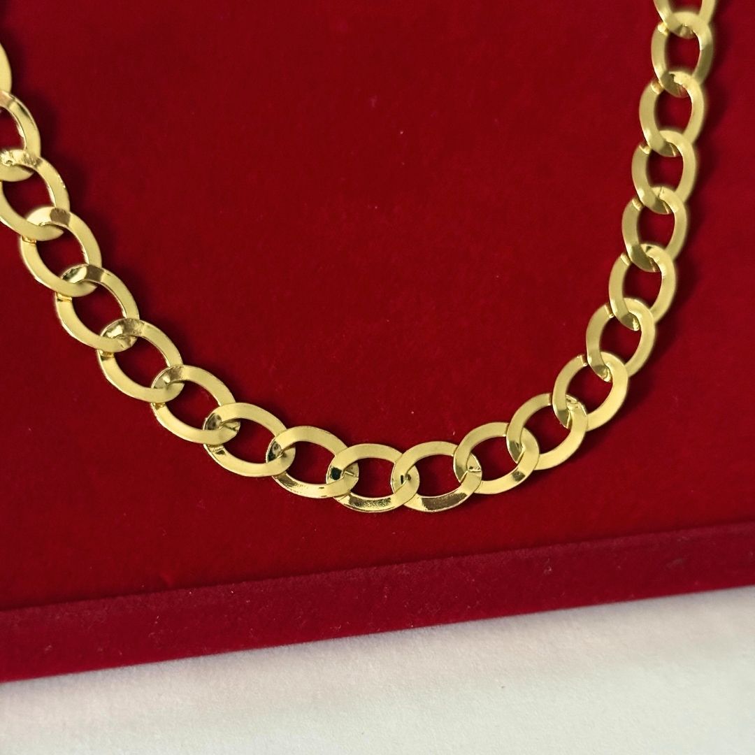 Corrente Elo Redondo Laminada 10mm - Moeda Antiga Italiana Envernizada + Banho de 10 Millessimos Ouro 18K