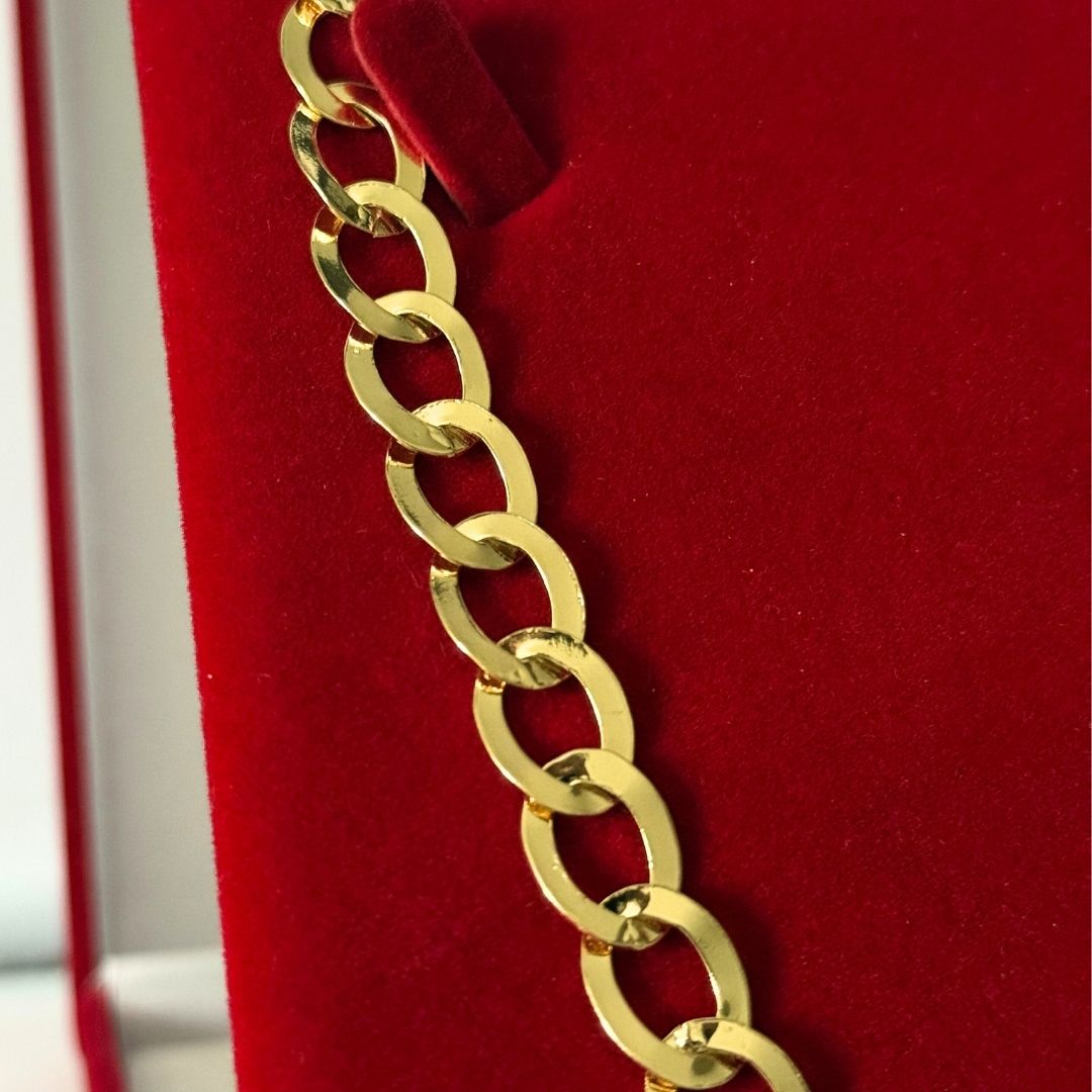 Corrente Elo Redondo Laminada 10mm - Moeda Antiga Italiana Envernizada + Banho de 10 Millessimos Ouro 18K