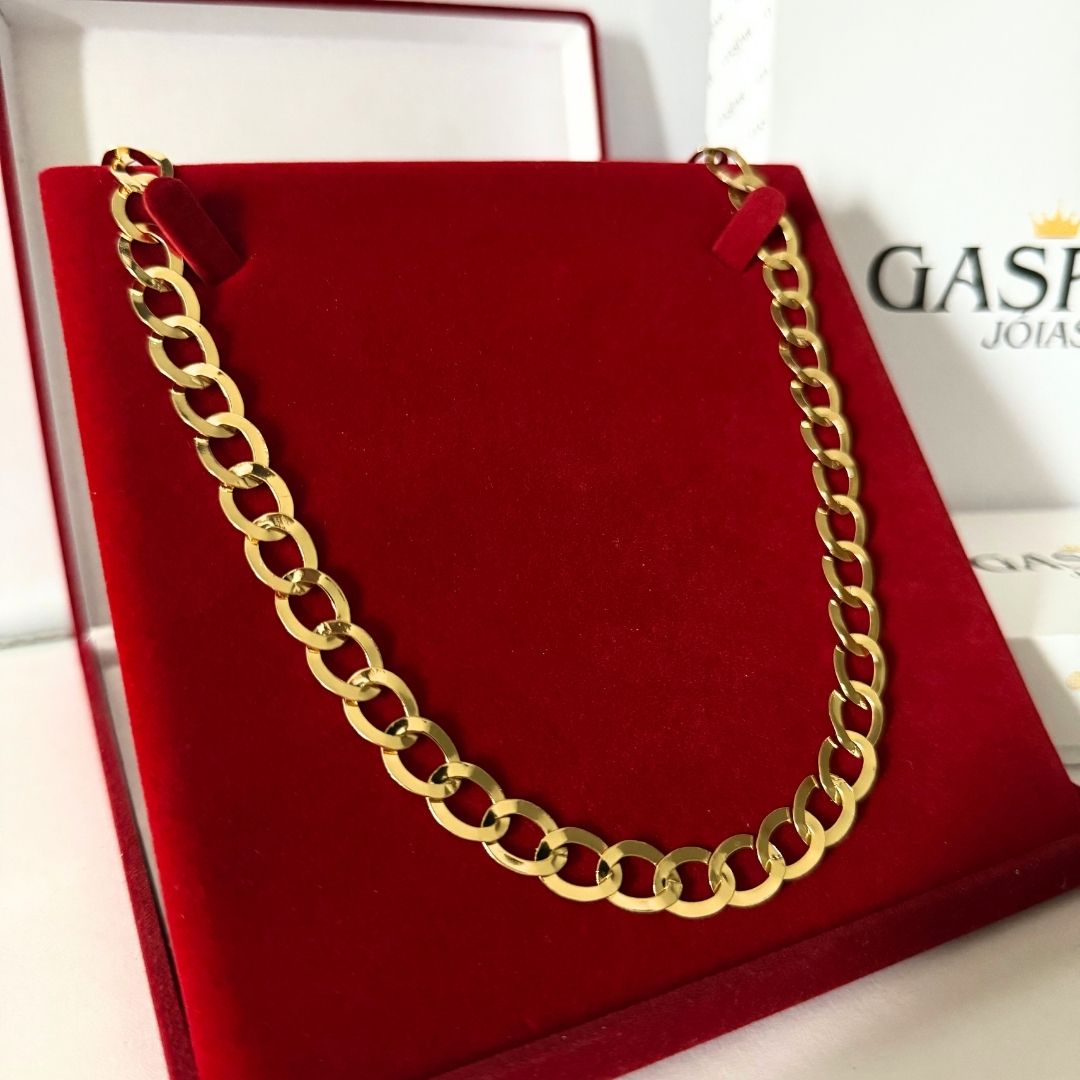 Corrente Elo Redondo Laminada 10mm - Moeda Antiga Italiana Envernizada + Banho de 10 Millessimos Ouro 18K