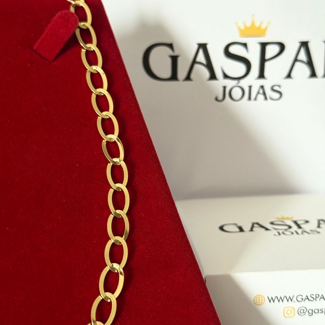 Corrente Oval Laminada 6mm - Moeda Antiga Italiana Envernizada + Banho de 10 Millessimos Ouro 18K