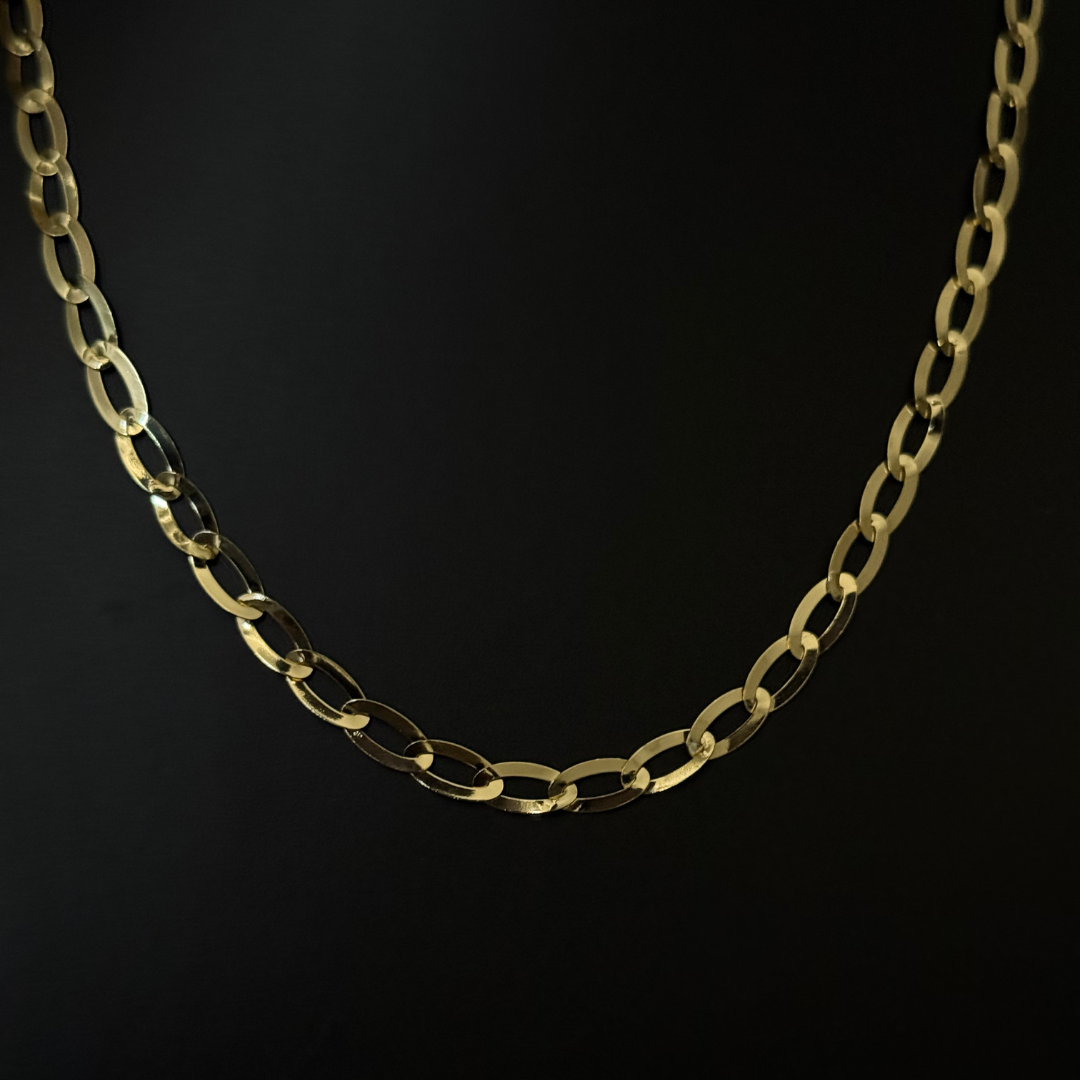 Corrente Chapeada Laminada 6mm - Moeda Antiga Italiana Envernizada + Banho de 10 Millessimos Ouro