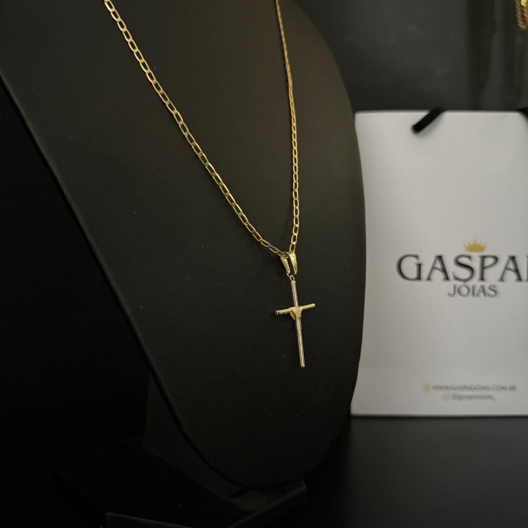 Corrente Long 1mm + Pingente da sua Escolha (Banhado a Ouro 18k)