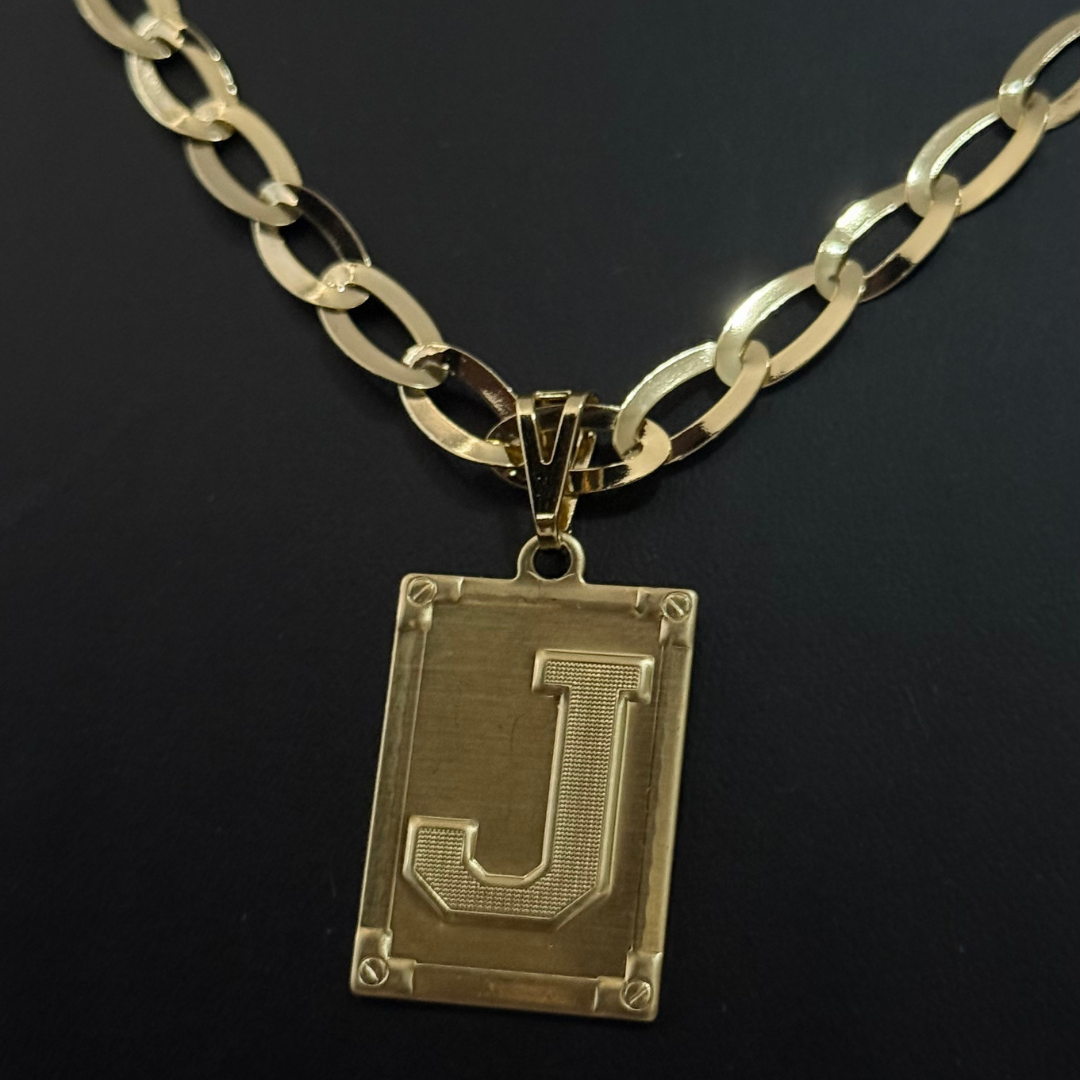 Kit Corrente e Pulseira Chapeada 6mm - BANHADO A OURO 18K - (PINGENTE LETRA DE BRINDE)
