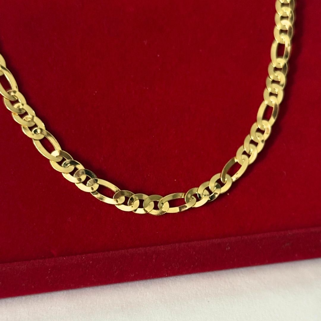 Corrente 3X1 Laminada 6mm - Moeda Antiga Italiana Envernizada + Banho de 10 Millessimos Ouro