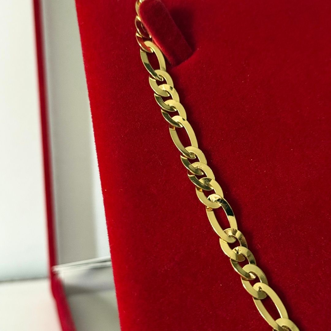 Corrente 3X1 Laminada 6mm - Moeda Antiga Italiana Envernizada + Banho de 10 Millessimos Ouro