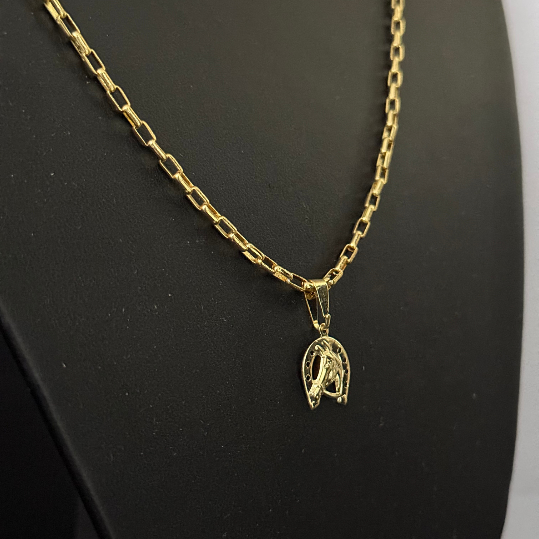 Corrente Tijolinho 2mm + Pingente da sua Escolha (Banhado a Ouro 18k)