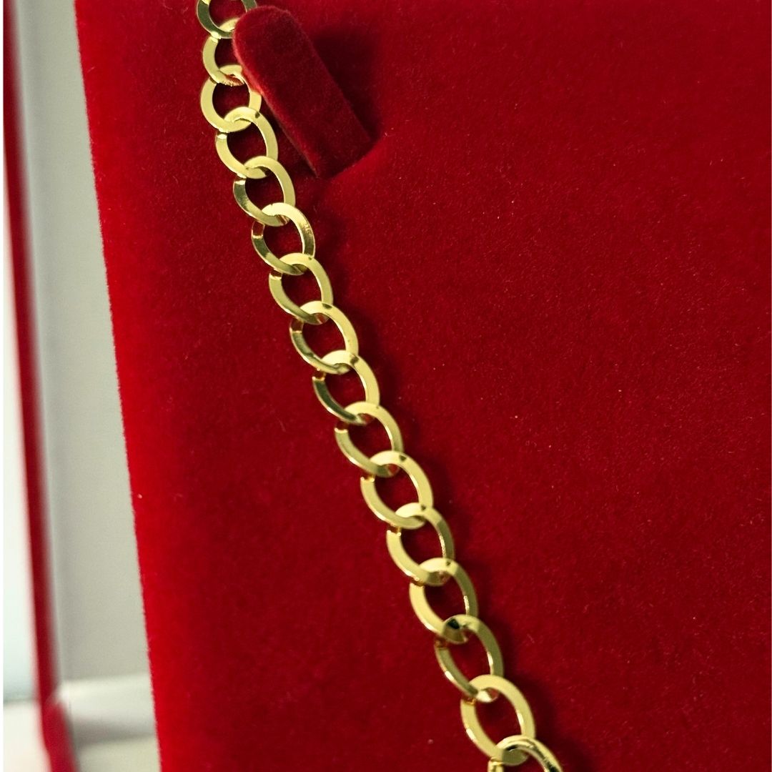 Corrente Elo Redondo Laminada 5mm - Moeda Antiga Italiana Envernizada + Banho de 10 Millessimos Ouro 18K