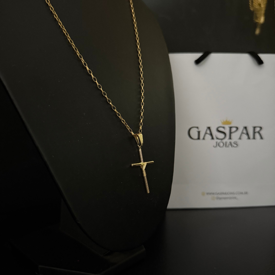 Corrente Tijolinho Redonda 2mm + Pingente da sua Escolha (Banhado a Ouro 18k)