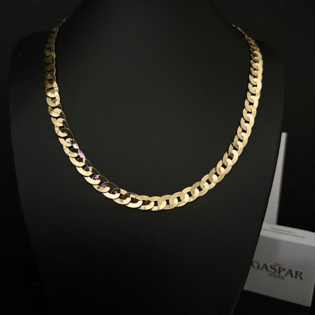 Corrente Escama de Peixe Laminada 10mm - Moeda Antiga Italiana Envernizada + Banho de 10 Millessimos Ouro 18K