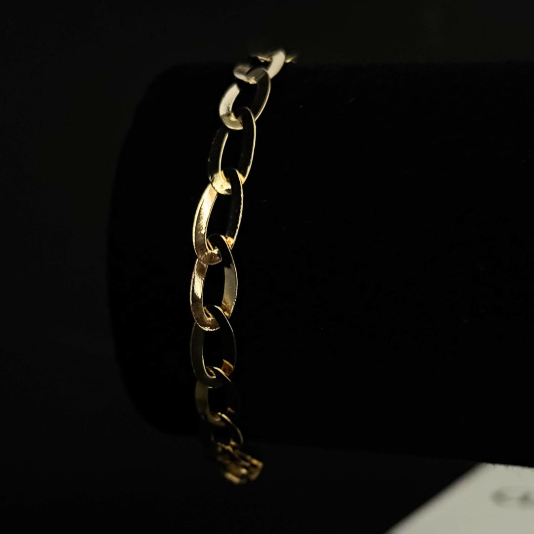 Kit Completo, Corrente e Pulseira Chapeada Laminada 6mm + Pingente Cruz Face - Moeda Antiga Italiana + Verniz + Banho de 10 Millessimos Ouro