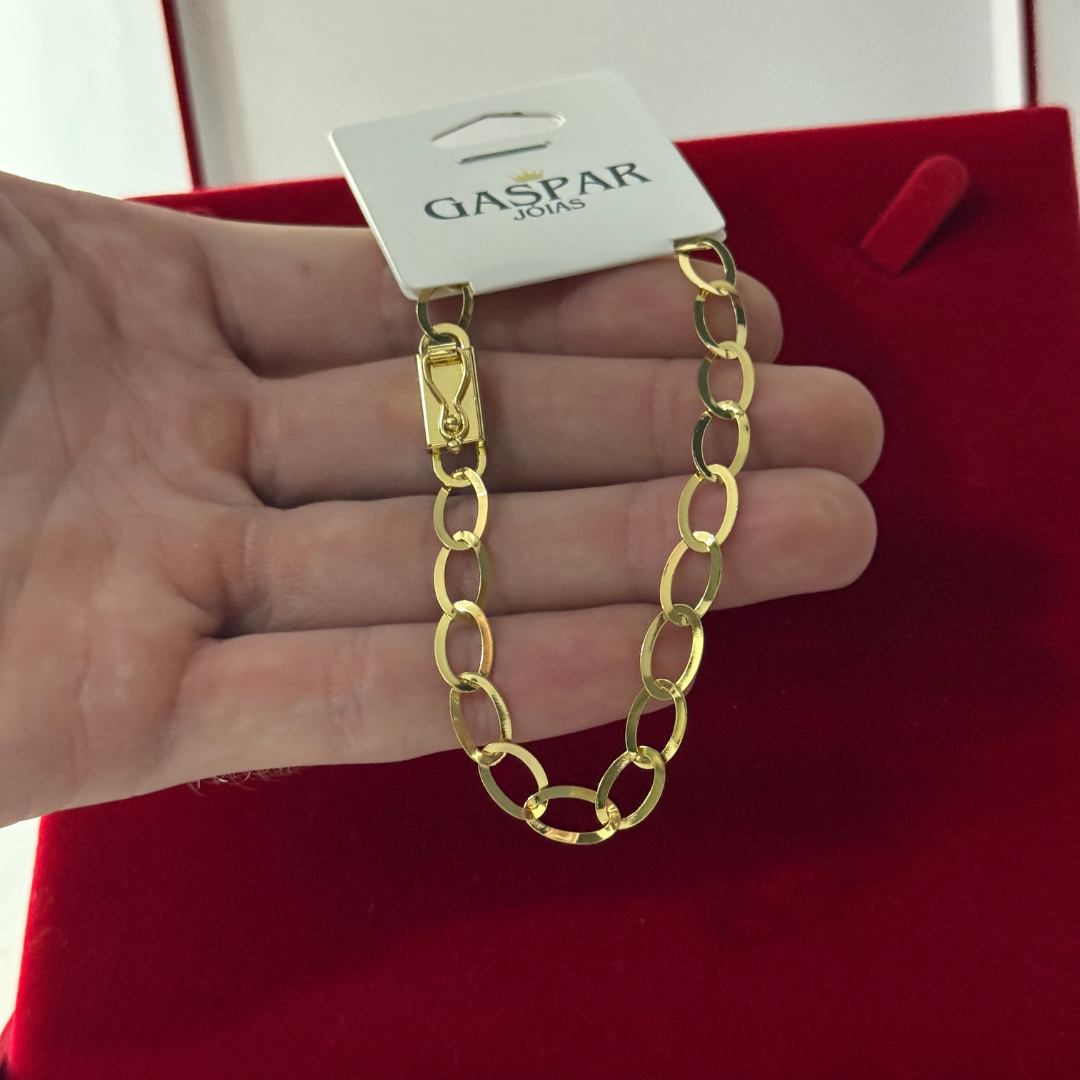 Pulseira Elo Laminada Elo Oval 6mm 100% Moeda Antiga Premmium Identico Ouro 18k