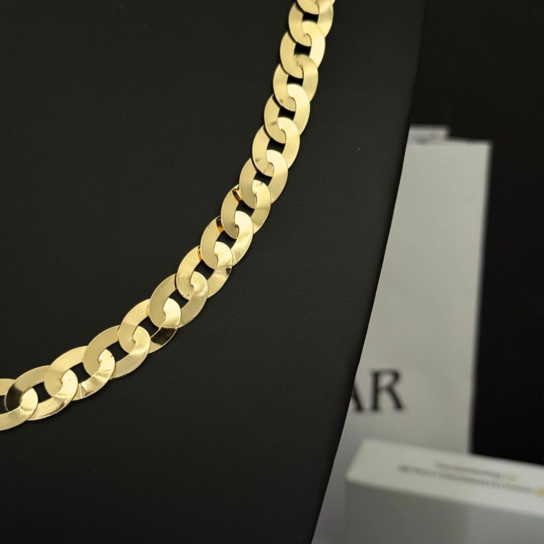 Corrente Escama de Peixe Laminada 10mm - Moeda Antiga Italiana Envernizada + Banho de 10 Millessimos Ouro 18K