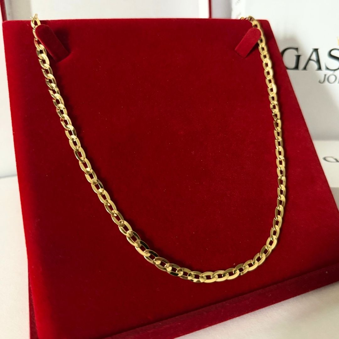 Corrente Chapeada Laminada 3mm - Moeda Antiga Italiana Envernizada + Banho de 10 Millessimos Ouro 18K