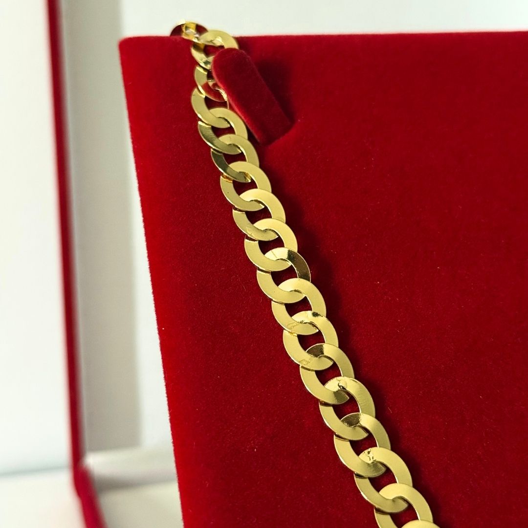 Corrente Elo Redondo Laminada 8mm - Moeda Antiga Italiana Envernizada + Banho de 10 Millessimos Ouro 18K