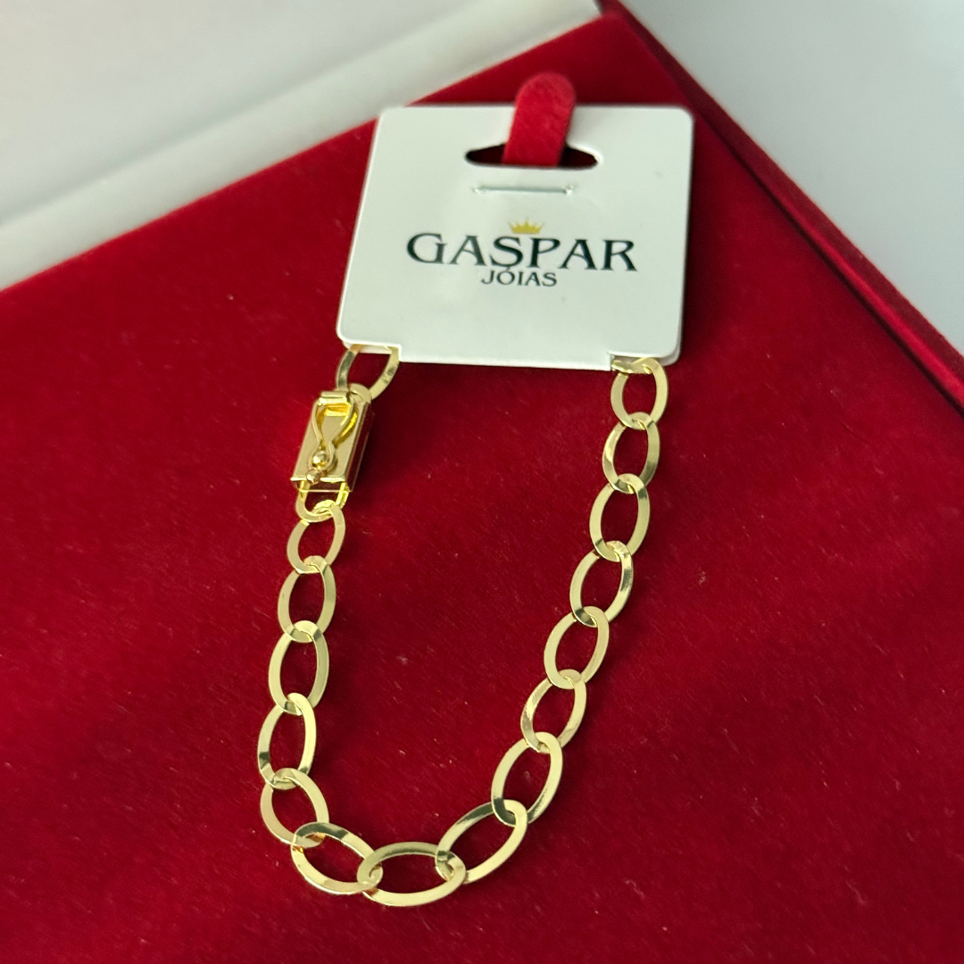 Pulseira Elo Laminada Elo Oval 6mm 100% Moeda Antiga Premmium Identico Ouro 18k