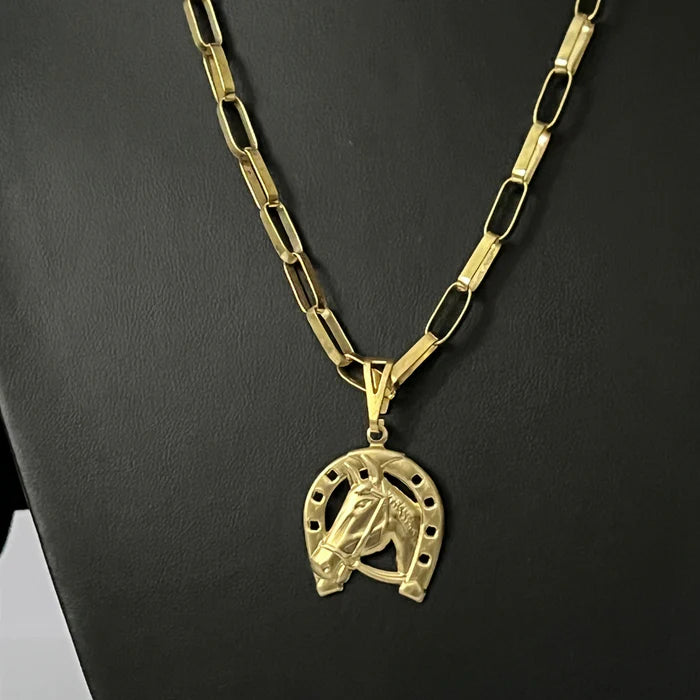 Kit Completo, Corrente e Pulseira Tijolinho + Pingente Cruz Palito - Moeda Antiga Italiana + Verniz + Banho de 10 Millessimos Ouro