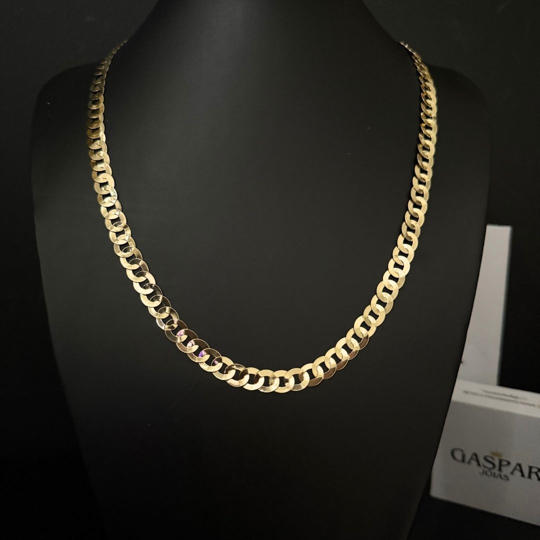 Corrente Elo Redondo Laminada 8mm - Moeda Antiga Italiana Envernizada + Banho de 10 Millessimos Ouro 18K