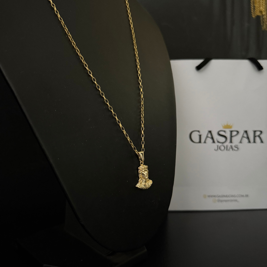 Corrente Tijolinho Redonda 2mm + Pingente da sua Escolha (Banhado a Ouro 18k)