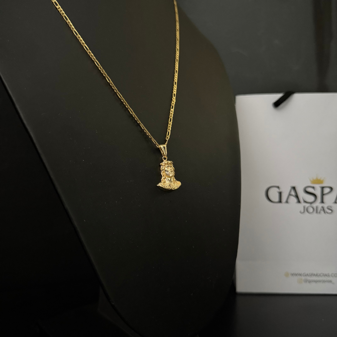 Corrente Elo 3x1 - 2mm + Pingente da sua Escolha (Banhado a Ouro 18k)