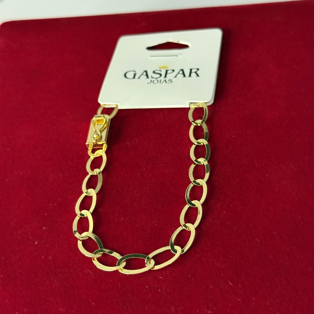Pulseira Elo Laminada Elo Oval 6mm 100% Moeda Antiga Premmium Identico Ouro 18k
