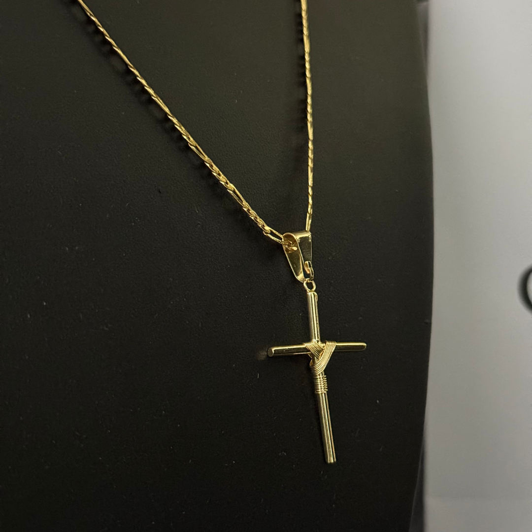 Corrente Elo 3x1 - 2mm + Pingente da sua Escolha (Banhado a Ouro 18k)