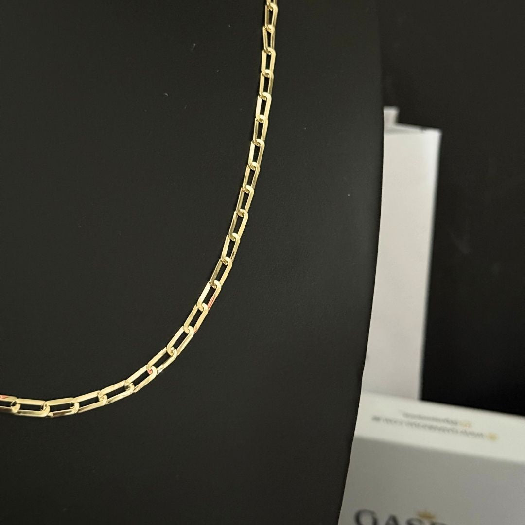 Corrente Long Laminada 2mm - Moeda Antiga Italiana Envernizada + Banho de 10 Millessimos Ouro 18K