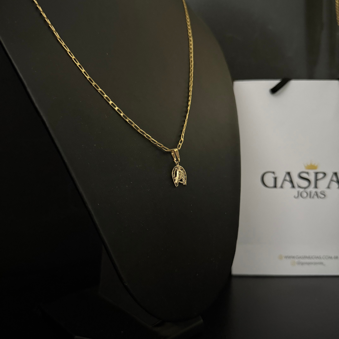 Corrente Long 1mm + Pingente da sua Escolha (Banhado a Ouro 18k)