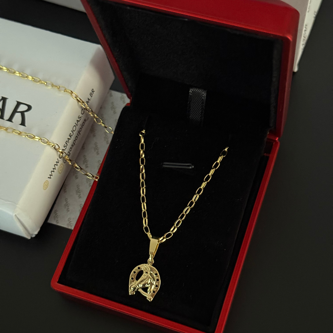 Corrente Tijolinho Redonda 2mm + Pingente da sua Escolha (Banhado a Ouro 18k)