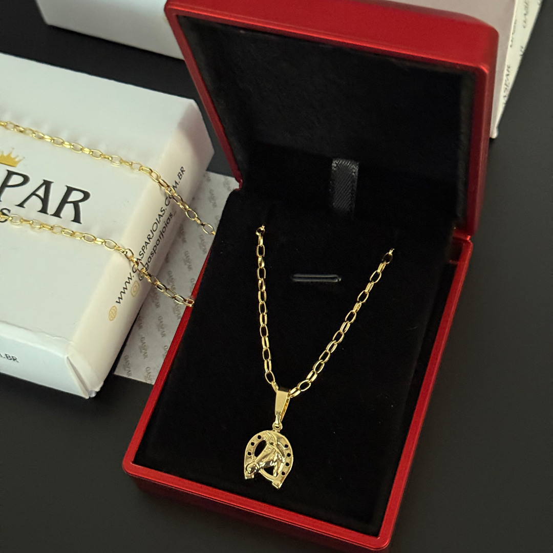 Corrente Tijolinho Redonda 2mm + Pingente da sua Escolha (Banhado a Ouro 18k)