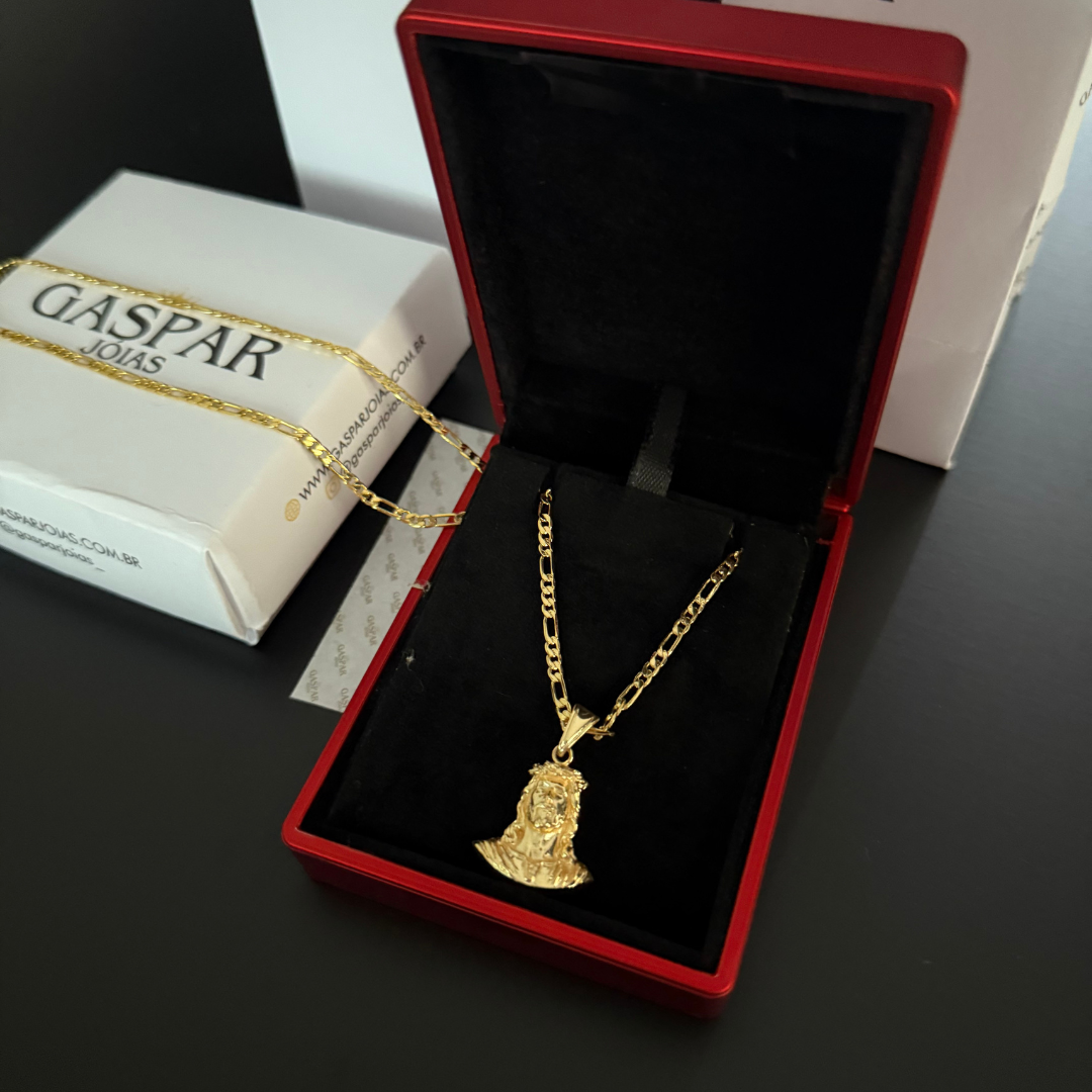 Corrente Elo 3x1 - 2mm + Pingente da sua Escolha (Banhado a Ouro 18k)