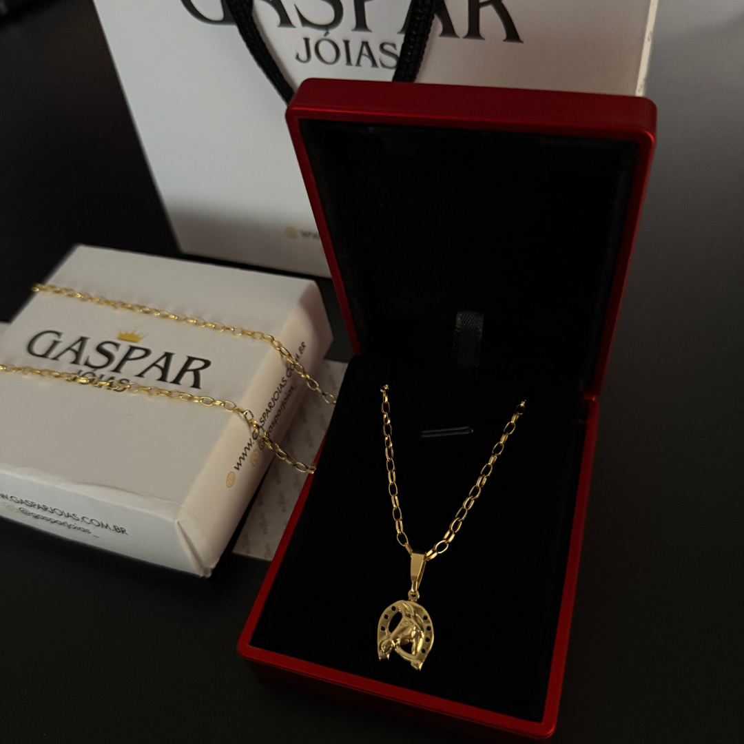 Corrente Tijolinho Redonda 2mm + Pingente da sua Escolha (Banhado a Ouro 18k)