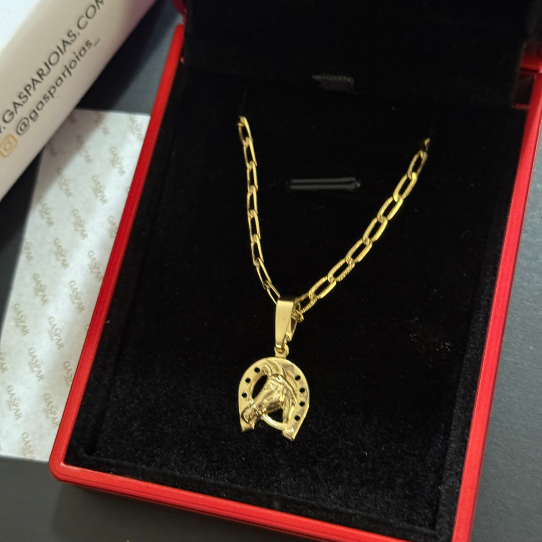 Corrente Long 1mm + Pingente da sua Escolha (Banhado a Ouro 18k)