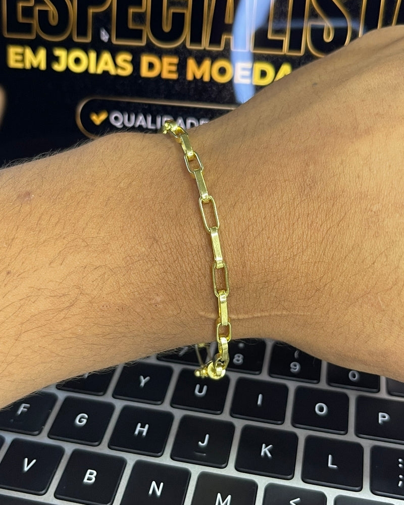 PULSEIRA TIJOLINHO 4MM - 21CM - MOEDA ANTIGA