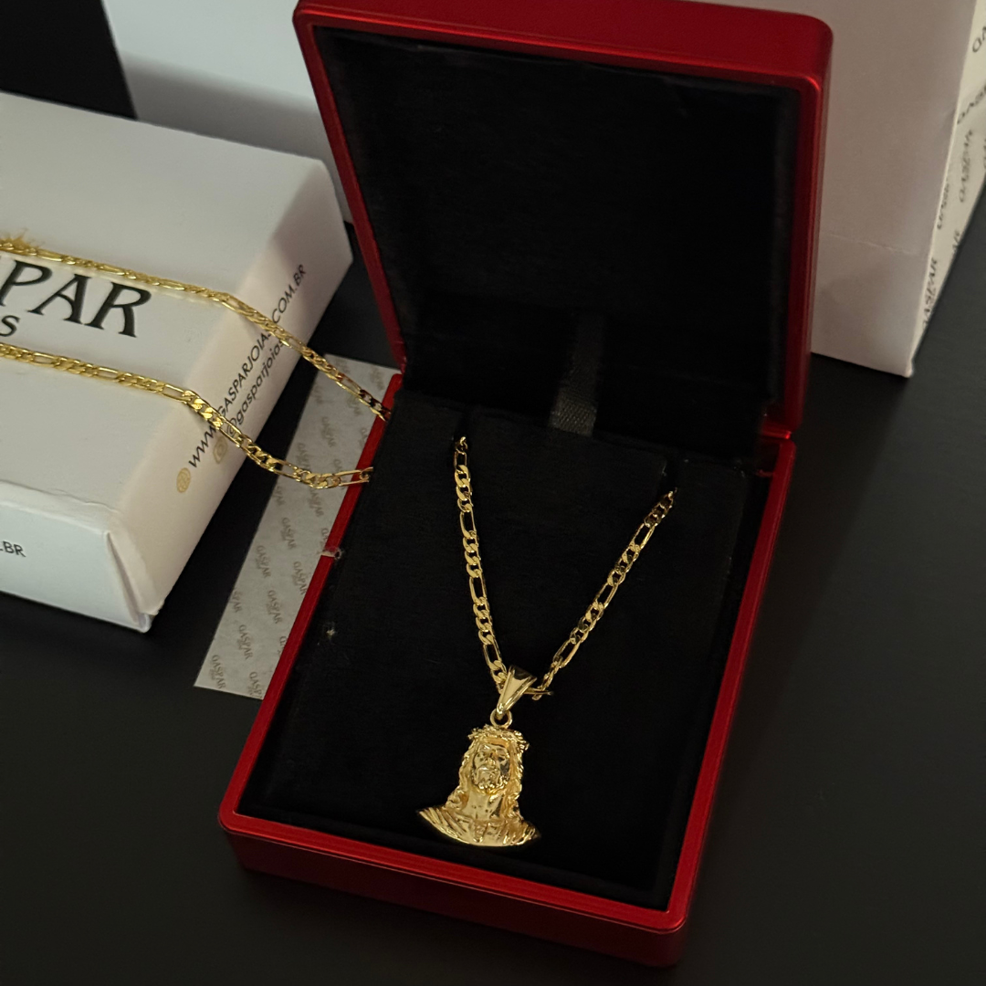 Corrente Elo 3x1 - 2mm + Pingente da sua Escolha (Banhado a Ouro 18k)